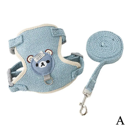 Cat Dog Harness with Lead Leash Adjustable Vest Mesh Breathable Adjustable Chest Harness Outdoor Walking Cat Pet Supplies