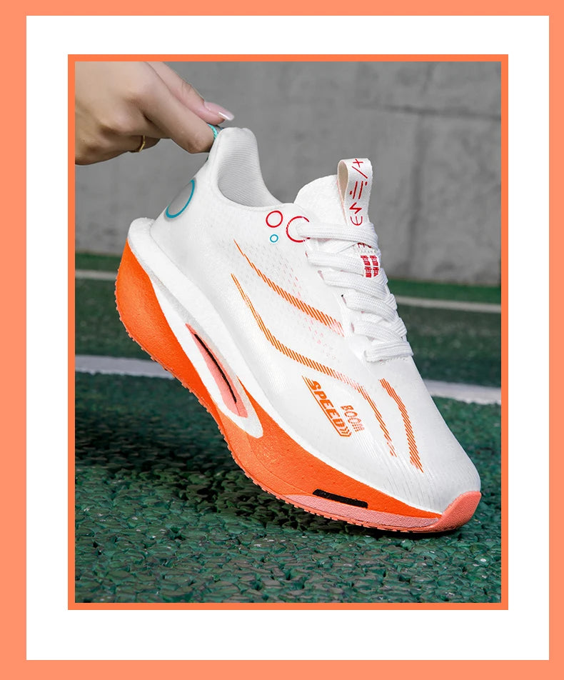 Unisex Carbon Board Running Shoes Professional Marathon Lightweight Bouncing Pad Breathable Ladies Stable Support Sports Shoes