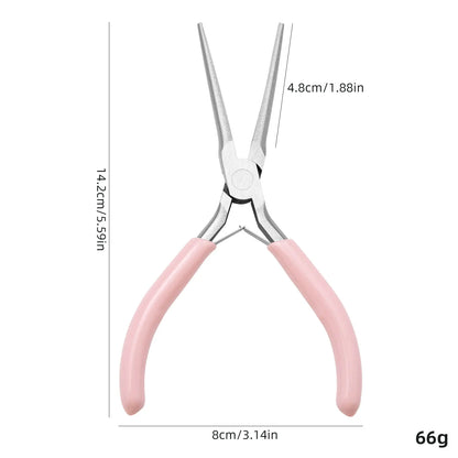 Pink Long Nose Pliers Set Professional Nail Art Pliers For Manicure Extension Jewelry Making Diy Craft Tools