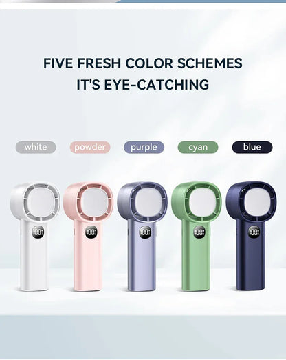 Night Light Cooling Fan 5000mAh Handheld Cooling Fan Portable Handheld Turbo Fan 100 Wind Speeds Adjustable Mini Personal Fan