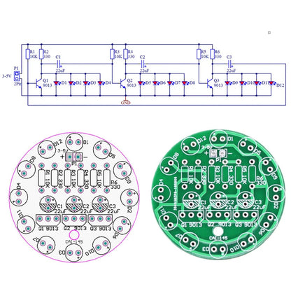 LED Round Water Lamp Production Kit Triode Sports Light Parts DIY Electronic Kit Fun Soldering Component Welding Skill Training