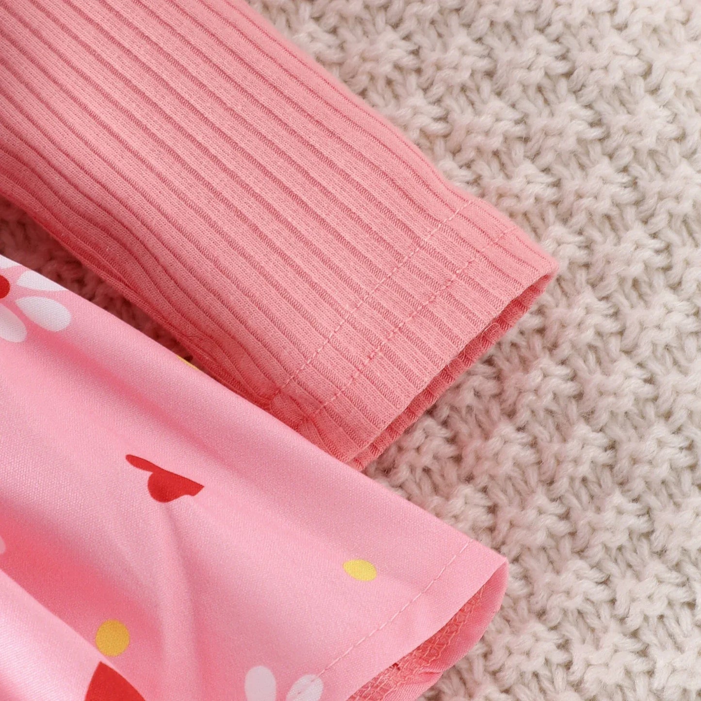 2PCS  Spring And Autumn New Style For Girls 0-1 Years Old Sweet And Comfortable Pit Strip Long-Sleeved False Straps Hat Dress