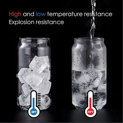 Glass Cup With Straw and Bamboo Lid Transparent Bubble Tea Cup Cold Drinking Glasses Iced Coffee Mug Beer Can Juice Milk Cup