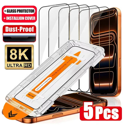 Dust Free Easy Installation HD Screen Protectors For iPhone 17 16 15 14 Plus 13 12 Mini 11 Pro Max XR X XS 17 Air Tempered Glass by PDG ibma
