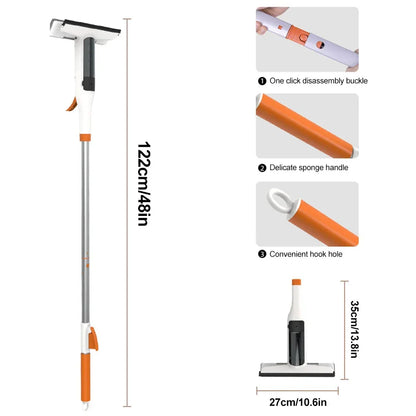 3-in-1 Windows Glass Cleaning Kit Adjustable Height Cleaner Mop Household for Car Windshields With Scraper Glass Spray Washer