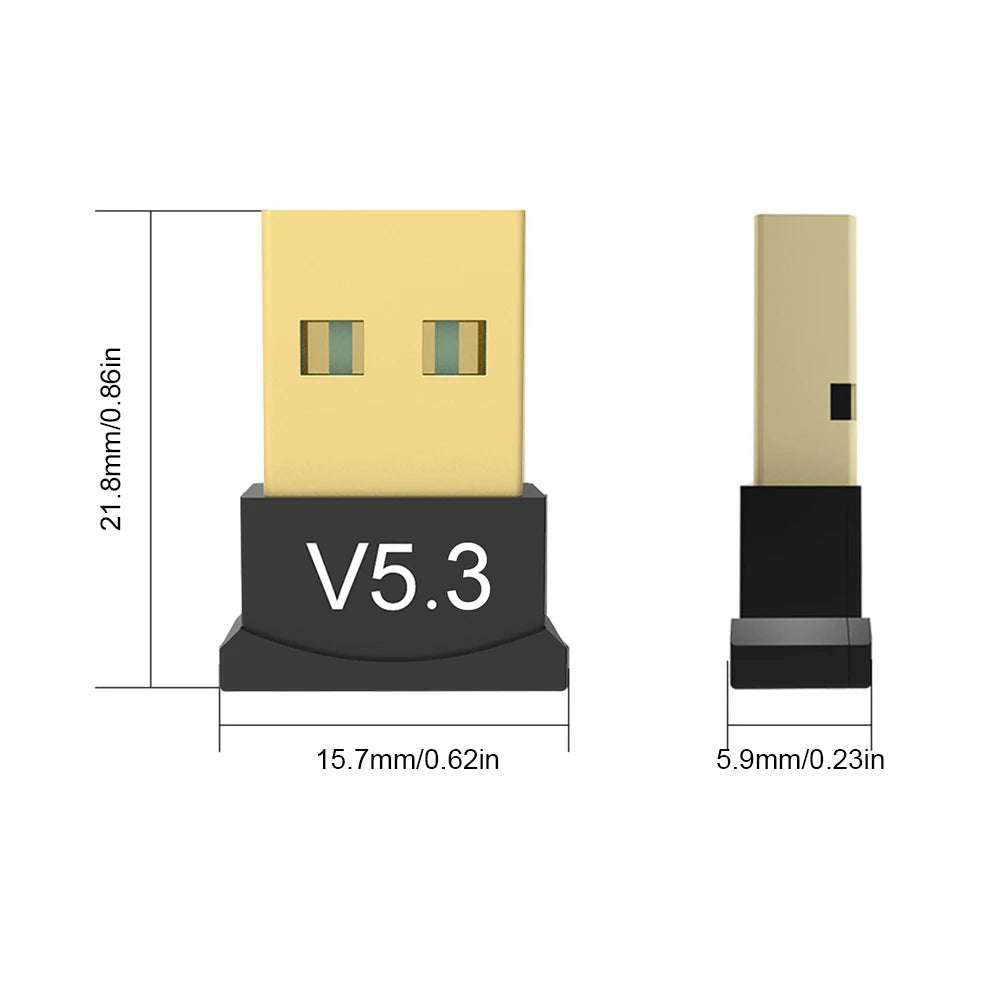 USB Bluetooth-Compatible 5.3 Adapter Support Windows 11/10/8.1 BT Audio Transmitter USB Dongle for Computer PC Laptop Earphone