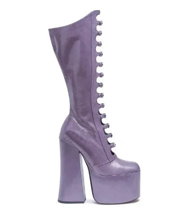 2026 New Women Pole Dance Shoes Hollow Mid-Calf Boots Platform Zipper Square Heel Buckle Strap Fashion Round Toe Sexy Boots