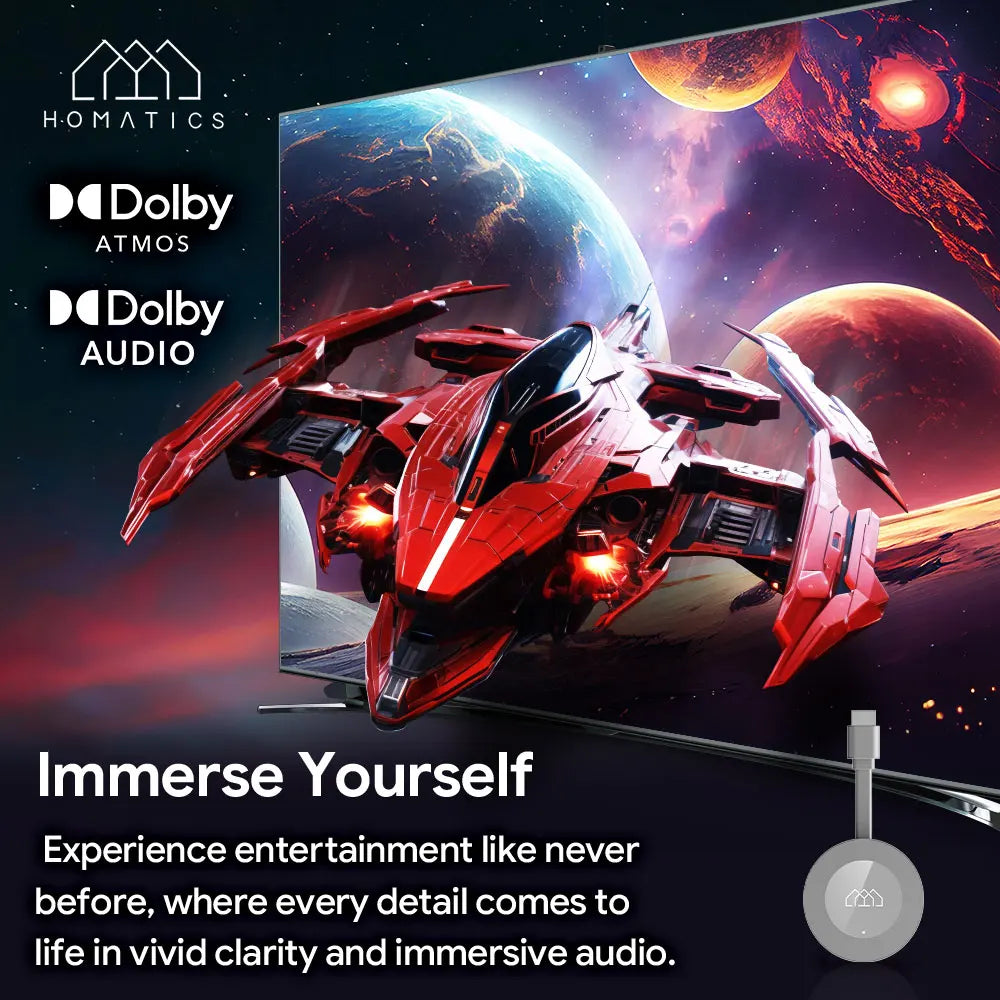 HOMATICS Dongle G 4K Google & Netflix Certified TV Stick 2GB 32GB Google TV 11 OS Amlogic S905Y4 Support AV1 4K H.265 Dolby Atmo