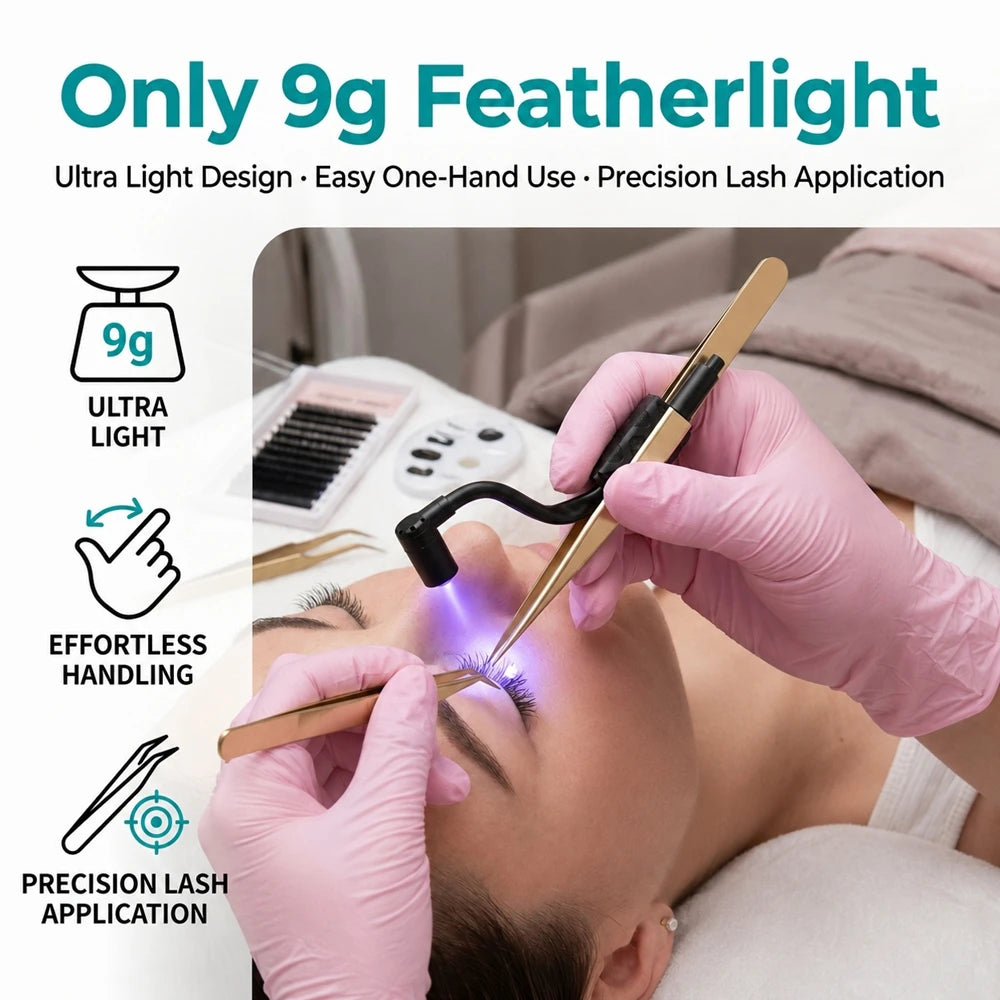 Heatless UV LED Tweezers Lash Lamp 2W Handheld UV Lash System Quick Drying Lamp for Eyelash Extension