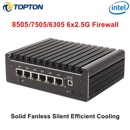 Intel N100 8505 7505 6305 6x i226-V 2.5G Firewall Server Fanless Mini PC DDR4 NVMe 1*COM Type-C pfSense OPNsense Mini Computer
