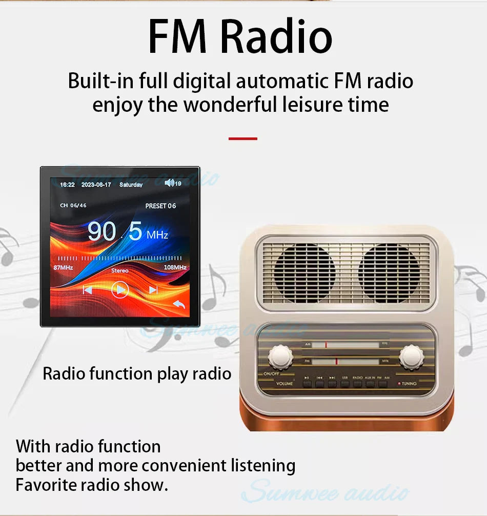 MINI touch screen TF Audio in wall amplifier home theater bluetooth control panel Background music player stereo ceiling speaker