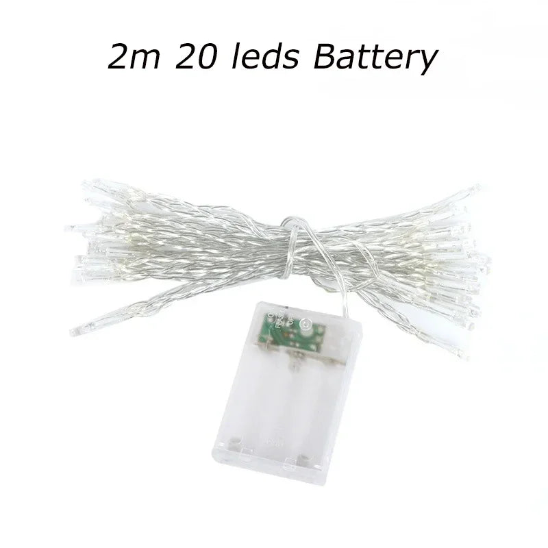 LED Garland String Lights 2m10m Christmas Tree Wedding Decoration Light Waterproof Fairy Lamp Indoor Outdoor Holida Lighting