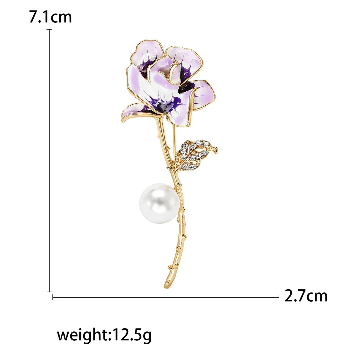 Valentine's Day Enamel Rose Brooches for Women Rhinestone Plant Flower Pins Banquet Party Backpack Gifts Jewelry Accessories