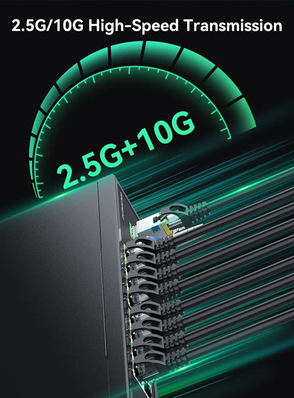 GoodTop 16 Port 2.5G Ethernet Switch with 2 Port 10G SFP+ Network Switch 120G Bandwidth Unmanaged Networking Home Lab Switch