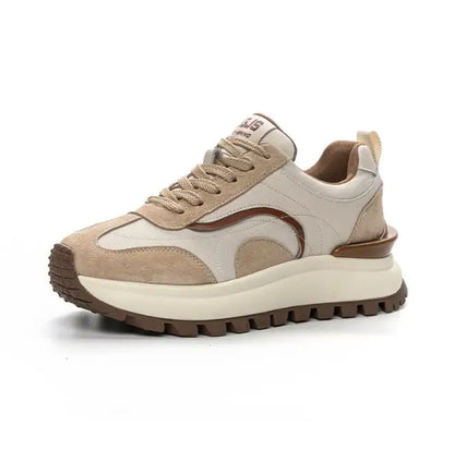 Women Sneakers Genuine Leather Platforms Ladies Casual Sports Shoes Comfy Students Sneakers Summer Popular Size 34-40