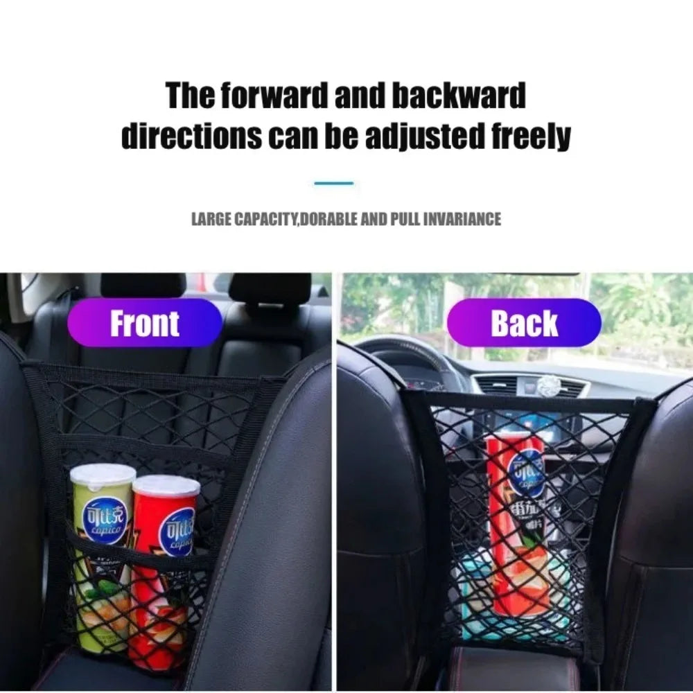 Car Storage Net Bag Between Seats Car Divider Child Safety Net Pet Barrier Elastic Expandable Mesh Bag Car Interior Accessorie
