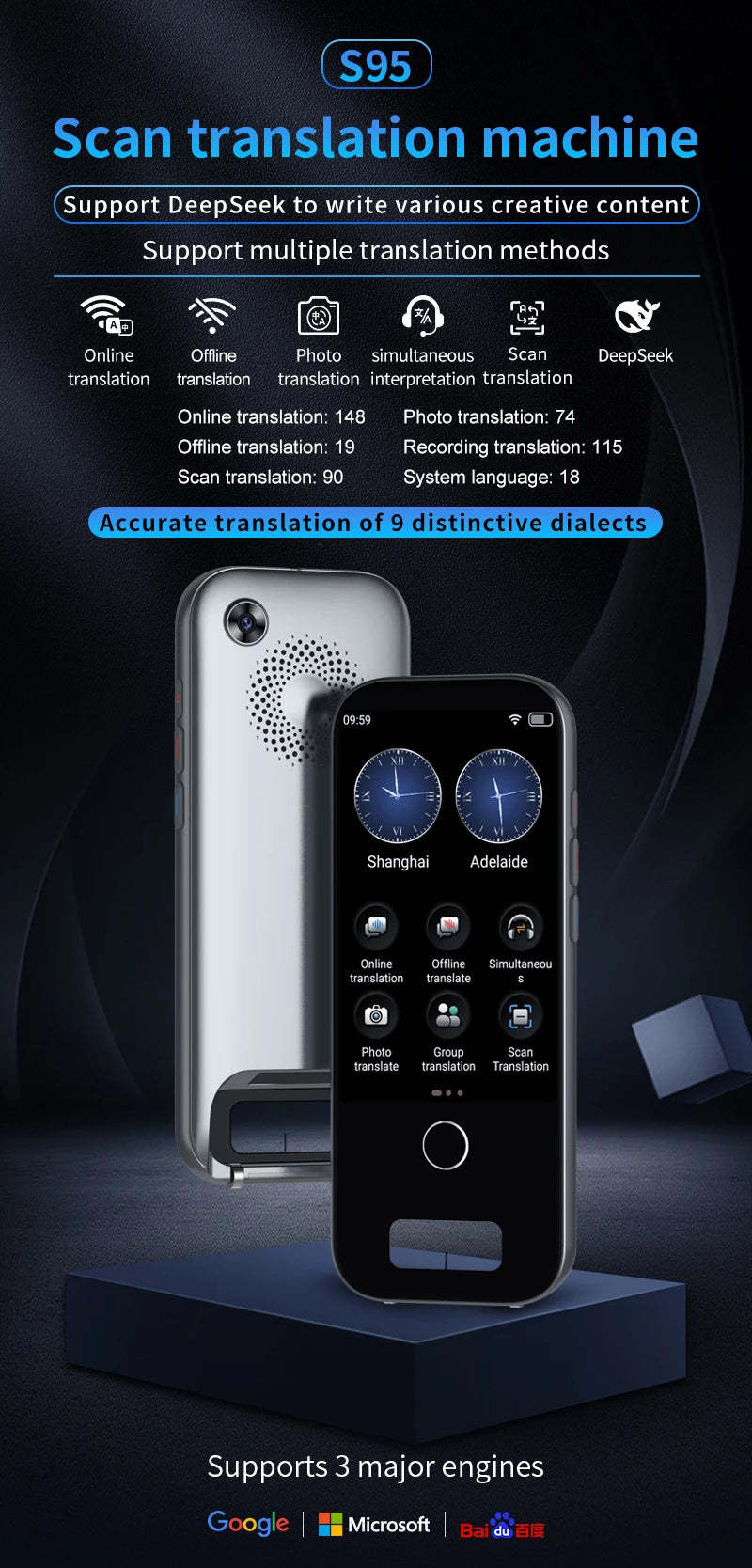Scan Translation Machine Support 148 Language Translator Device AI Translator With ChatGPT Translator offlin Translation Tourism
