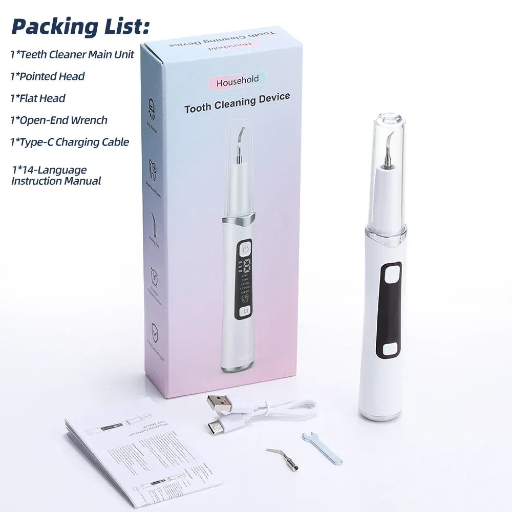 Ultrasonic Dental Scaler Tartar Remover 5 modes with LED Light Household Teeth Cleaning Tools Dental Cleaner Oral Care