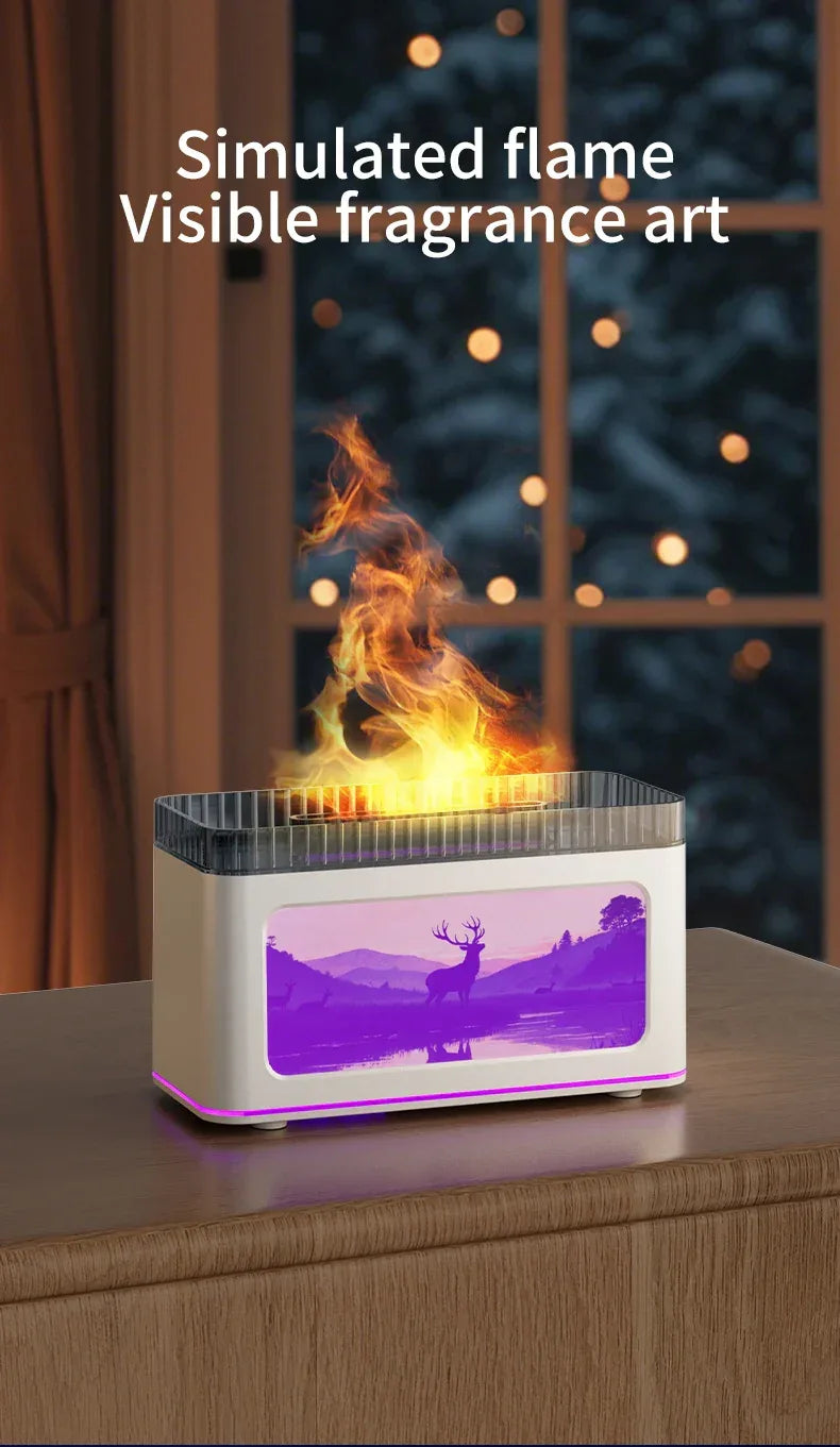 Mini Fireplace Aroma Diffuser & Air Humidifier: 7-Color Light Effects, for Christmas New Year| Essential Oil Diffuser