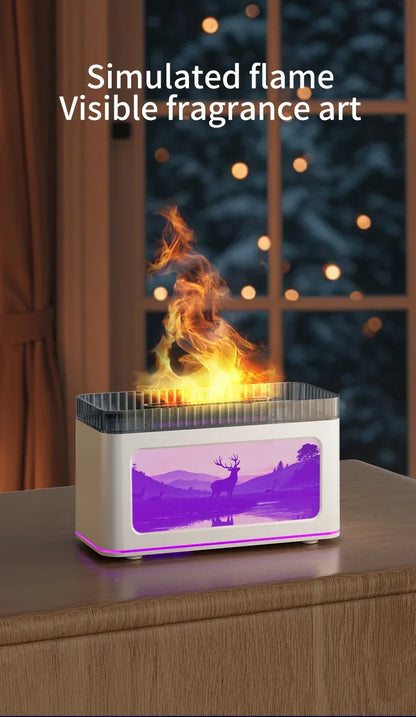 Mini Fireplace Aroma Diffuser & Air Humidifier: 7-Color Light Effects, for Christmas New Year| Essential Oil Diffuser