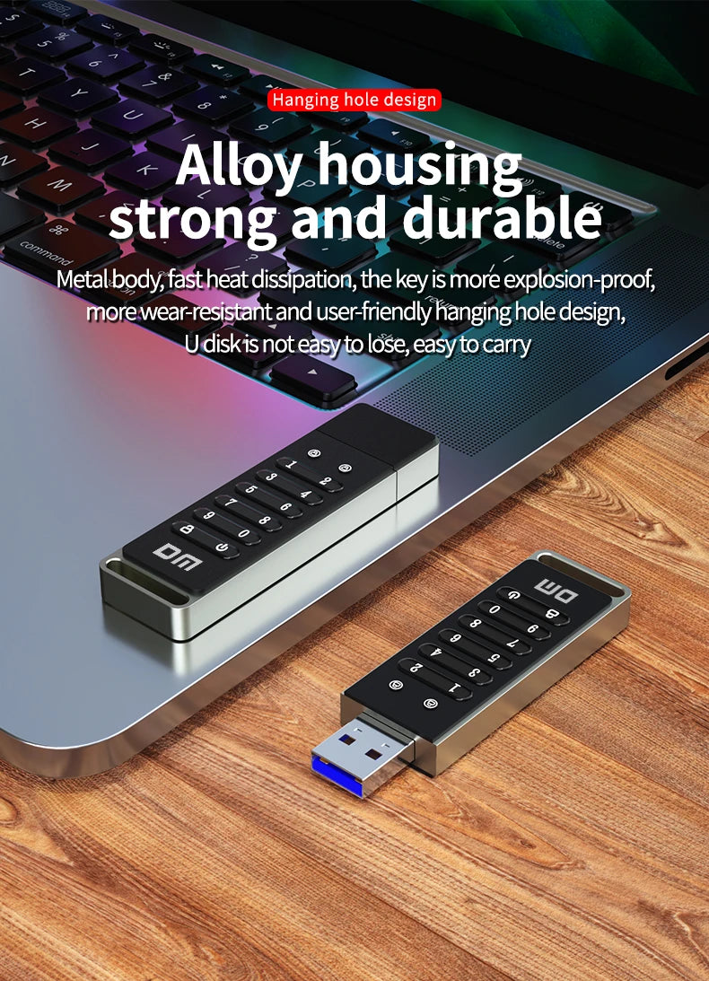 DM FD063 256-bit Encrypted USB Drive Password Secure Flash Drive USB3.0 U Disk Support Reset/Wipe/Auto Lock Function