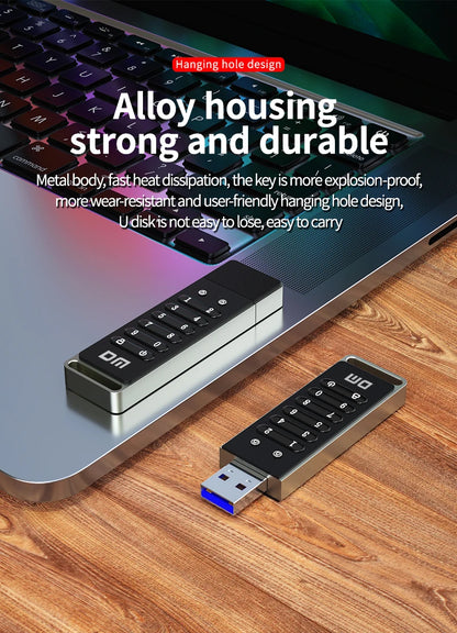 DM FD063 256-bit Encrypted USB Drive Password Secure Flash Drive USB3.0 U Disk Support Reset/Wipe/Auto Lock Function