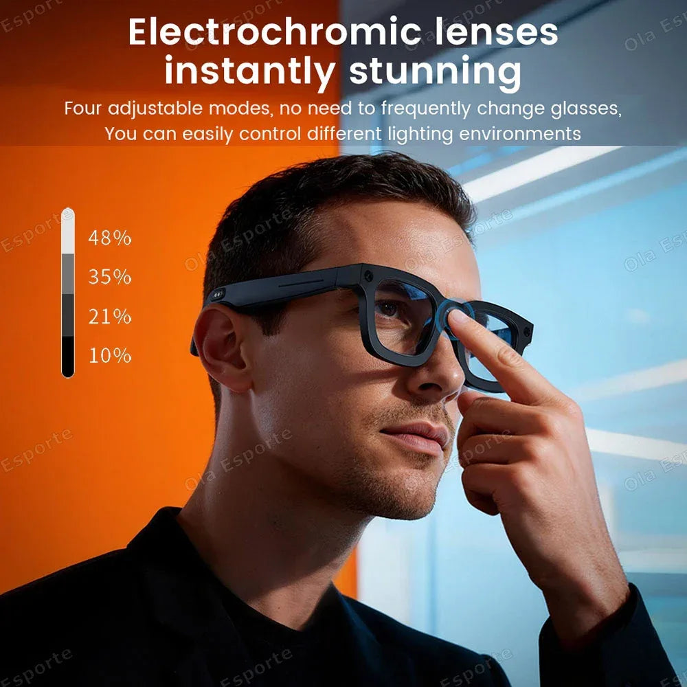 Smart Glasses AI Translation，Photography, Videography，Audio Recording WiFi Transmission Functio Color-Changing Smart Sunglasses