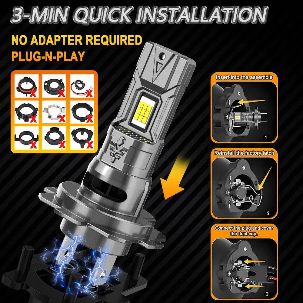 H7 H4 LED Bulb CANBUS Car Headlight High Power Auto Spotlights Super Bright Turbo Light Mini Wireless LED Headlamp Plug&Play 12V