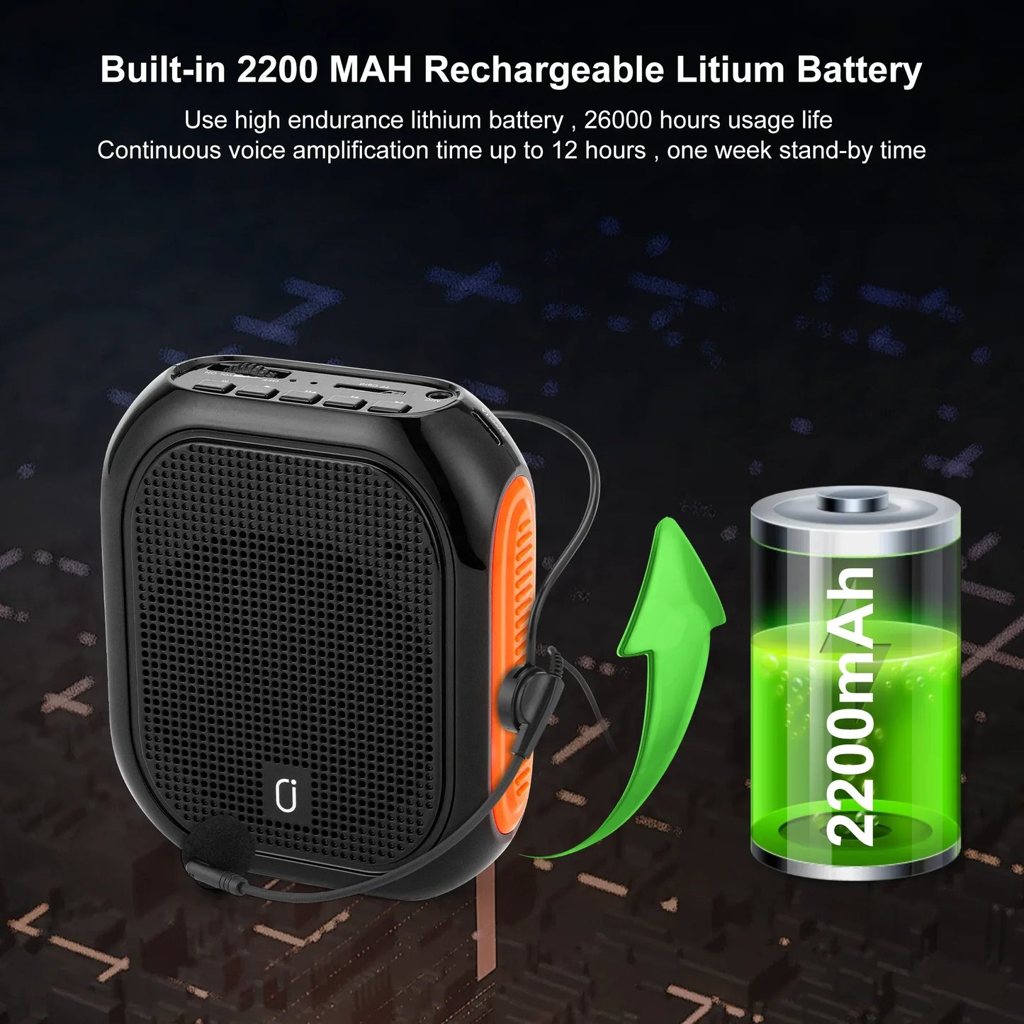 Bluetooth UHF Wireless Voice Amplifier Portable For Teaching Lecture Tour Guide Promotion U-Disk Megaphone Microphone Speaker