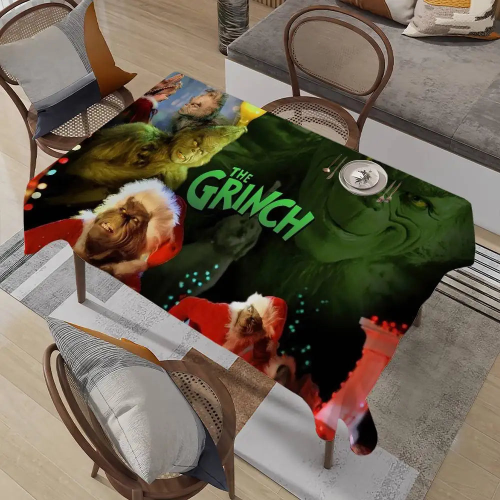 Classic Film G-Grinch-ES Christmas Table Cloth Stain Resistant Decorative Washable Tablecloths Birthday Party Dining table