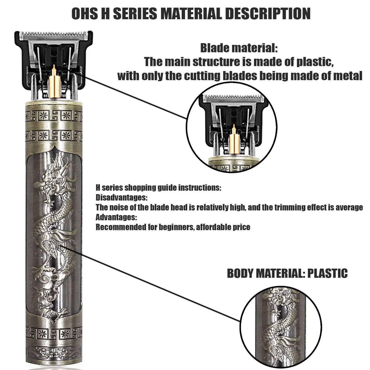 OHS T9 Vintage Electric Hairdresser Oil Shaving Head Pusher Carving Clipper Hair Cutting Machine Precision Trimmer for Men Care