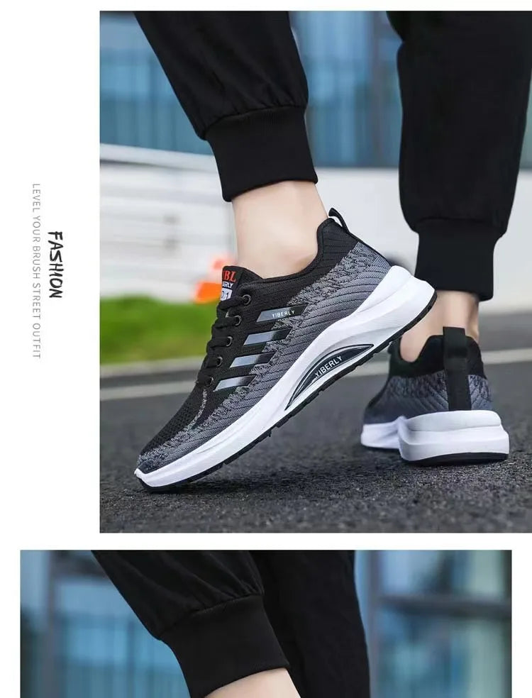 Men's Fashionable Sporty Casual Shoes Spring Autumn New Style Running Shoes Breathable Mesh Upper Thick Bottom PVC Outsole
