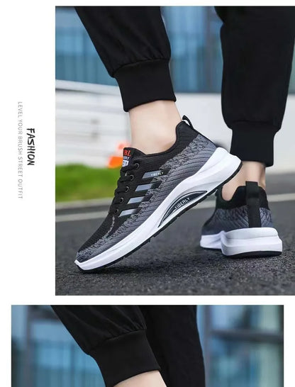 Men's Fashionable Sporty Casual Shoes Spring Autumn New Style Running Shoes Breathable Mesh Upper Thick Bottom PVC Outsole