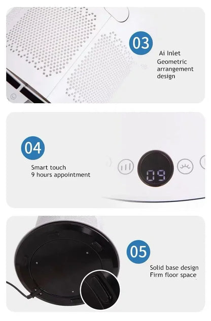 Smart Home Air Cooling Fan with Tower-Installable Bladeless Design Includes Air Purifier for Household Use