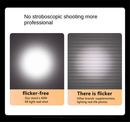 40W Handheld Fill Light Portable Pocket Selfie Light Outdoor Photography LED Soft Light Beauty Light with Fan Camera Top Light