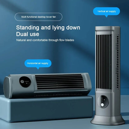 Desk Tower Fan USB Rechargeable 3 Speeds Summer Ventilation Fan Vertical Horizontal Electric Fan Household Air Conditioning Fan