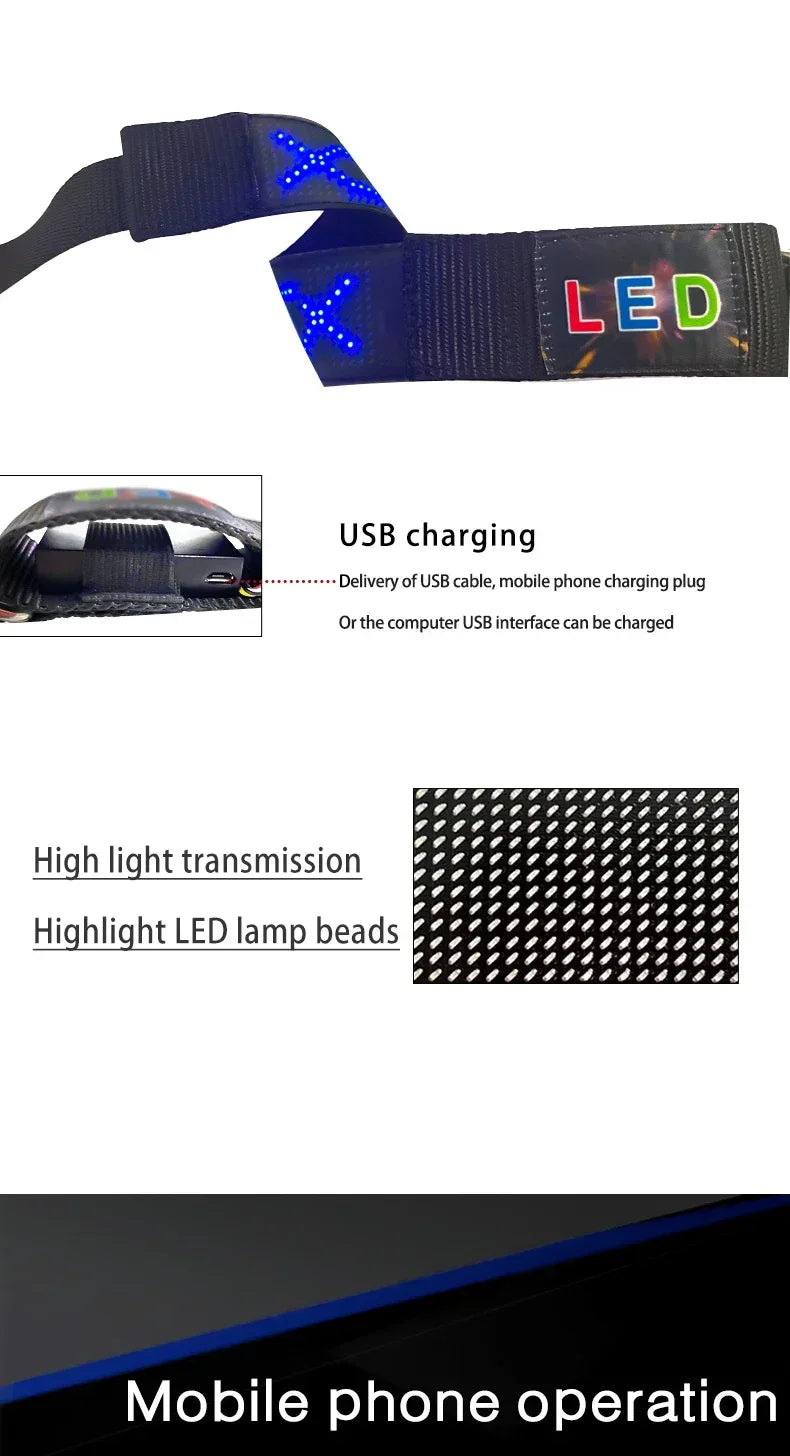 LED Dog Collar DIY ID LED Tag Nameplate Night Glowing Pet Collars Adjustable Safety Puppy Collar for Small Medium Large Dogs