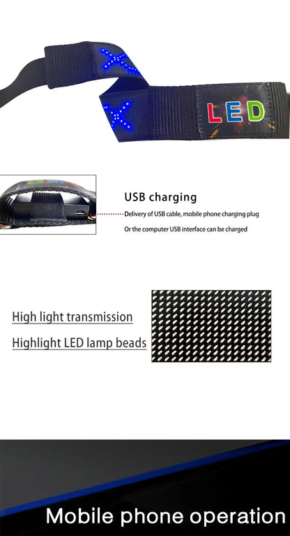 LED Dog Collar DIY ID LED Tag Nameplate Night Glowing Pet Collars Adjustable Safety Puppy Collar for Small Medium Large Dogs