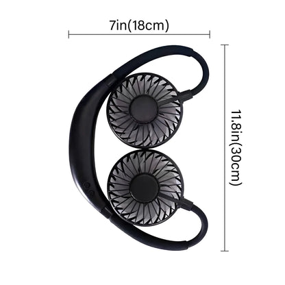 USB Rechargeable Mini Sports 3-Speed Adjustable Neck Dual Fan Home OfficeOutdoor Travel Portable Hanging Neck Fan