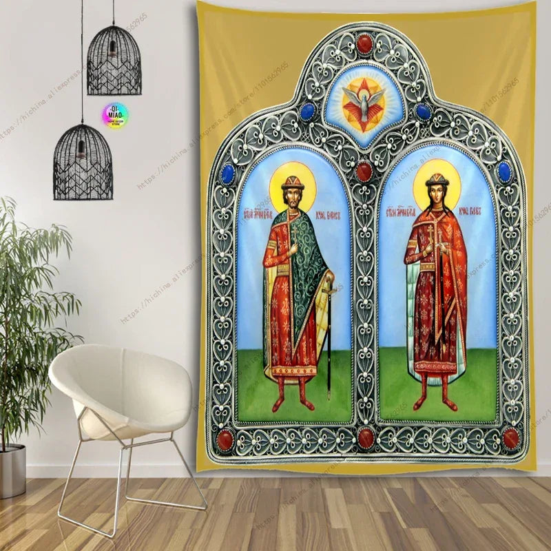Icon of Christ Tapestry Jesus Easter Wall Decor God Home Decoration  Blessed Virgin Mary Wall Tapestries Christmas Room Decor
