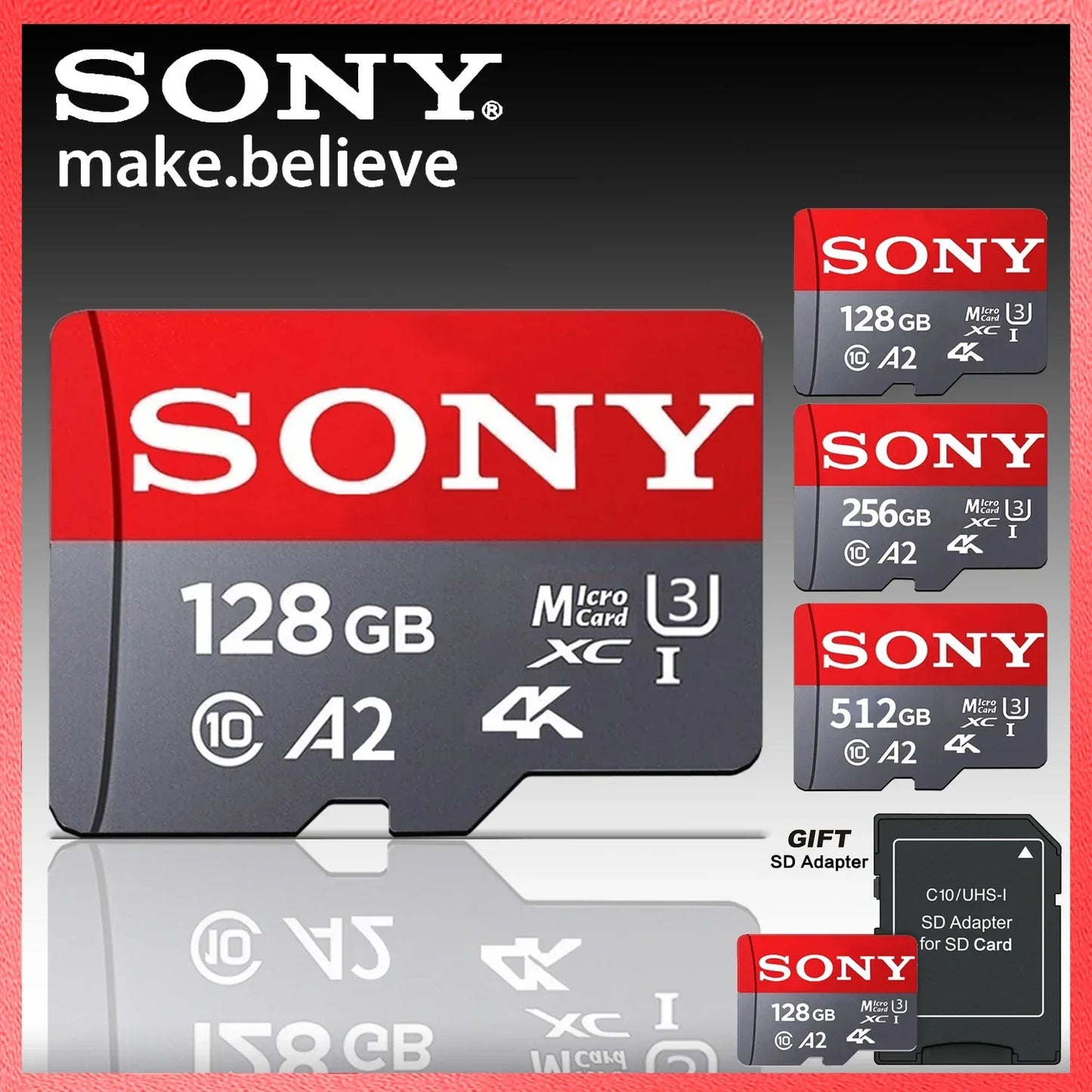 SONY SD Memory Card Extreme Micro TF SD Card 128GB 256GB 1TB 512GB A2 U3 V60 Flash Cards For Xiaomi Phone PC Camera