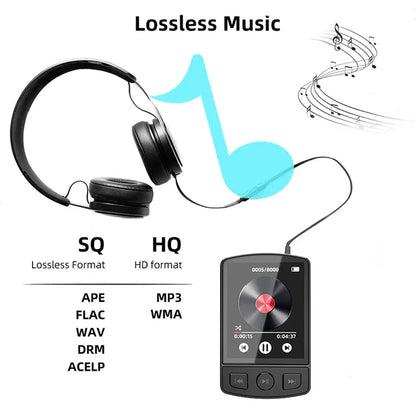MP3 Player Bluetooth 5.2 1.77 inch Screen Music Player with Speakers Lossless Sound Quality with Recording E-Book Video Playing