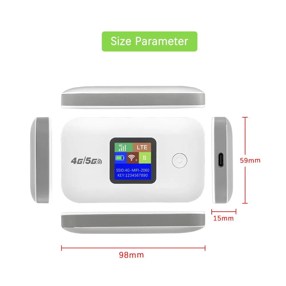 Portable 4G 5G Network Sharing Equipment 300Mbps With Sim Card Slot LED Display Support Up To 10 Devices For Outdoor RV Travel U