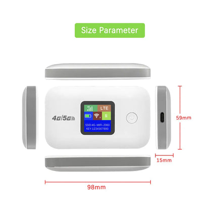 Portable 4G 5G Network Sharing Equipment 300Mbps With Sim Card Slot LED Display Support Up To 10 Devices For Outdoor RV Travel U