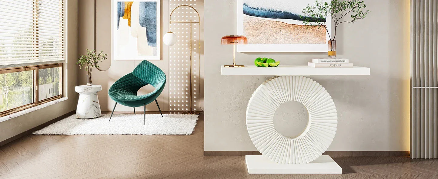 Tribesigns Modern Console Table with Geometric Base, 40 inch Wood Entryway Table Sofa Table Narrow Long Table