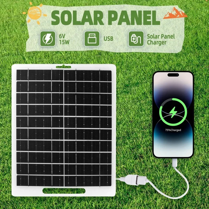 Solar Panel 10W With USB Waterproof Outdoor Hiking And Camping Portable Battery Mobile Phone Charging Bank Charging Panel 6V