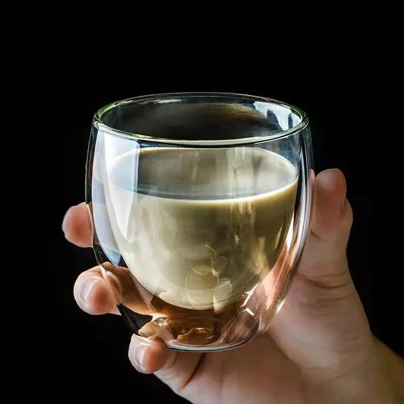 1-6PCS 80-650ml Double Wall Glass Clear Handmade Heat Resistant Tea Cups Healthy Drink Coffee Milk Mug Insulated Shot Glass Gift