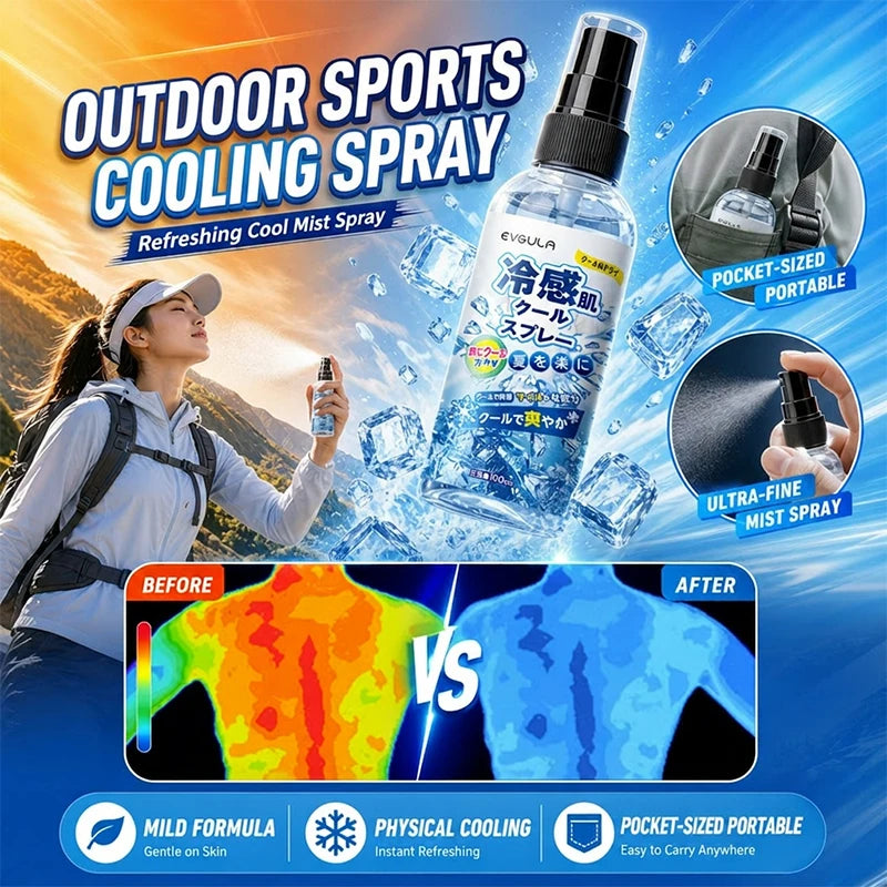 Cooling spray gentle and non-irritating for summer outdoor sports fitness student military training and preven