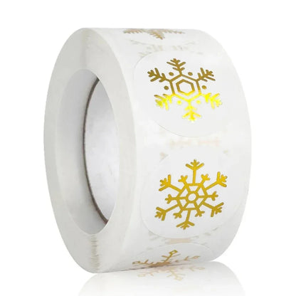 100-500Pcs Gold Snowflake Christmas Stickers Candy Bag Envelopes Sealing Label Christmas Gifts Box Decorations Sticker