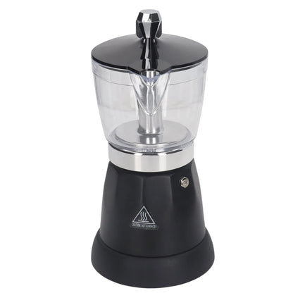 Portable 6 Cup Electric Coffee Maker Transparent Top Italian Coffee Pot Machine 300ML for Home